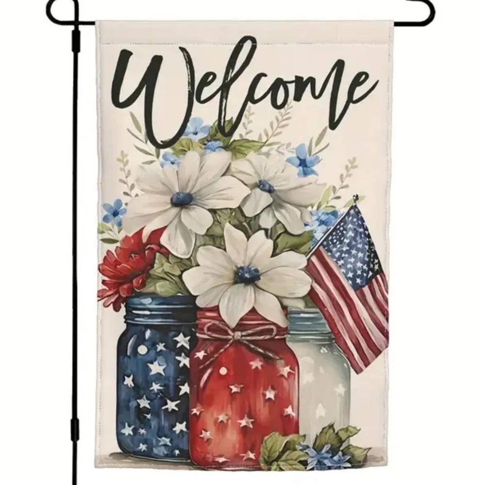 NIP WELCOME Silky Polyester Double Sided Garden Flag 1pc, 12” x 18” 4th July